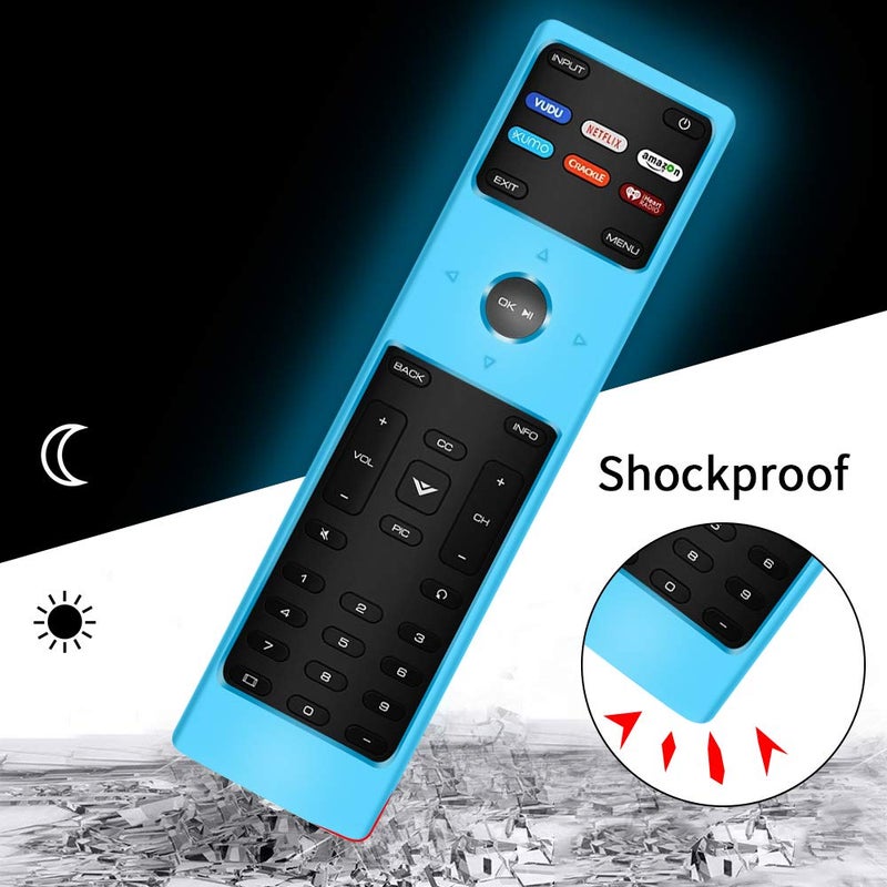 Oyrlize 2 Pack Silicone Protective Case Cover for New XRT136 Vizio Smart LCD LED TV, Shockproof Vizio Remote Replacement Case, Soft Durable Remote Bumper Back Covers - Glowblue+Glowgreen - Image 4